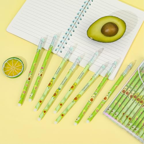 4 bolígrafos gel caricatura aguacate negro neutro miniatura 5