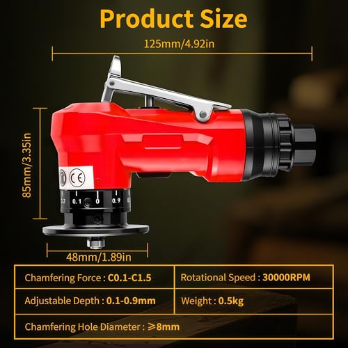 Image of Pneumatic Chamfer Tool, 30000 RPM Air Chamfer Tool with 8C & 6R Blades