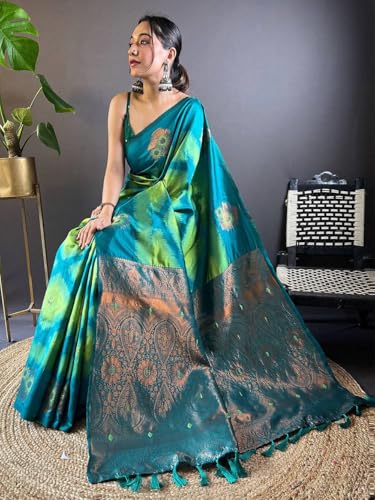 Image of SGF11 Women's Kanjivaram Pure Soft Silk Saree With Unstitched Blouse Piece