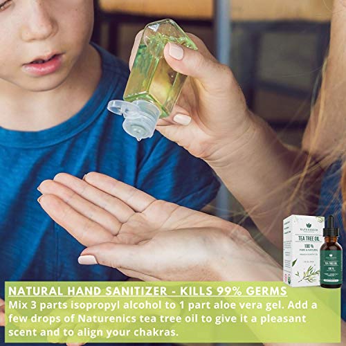 Naturenics Tea Tree Essential Oil-100% Usda Organic Melaleuca Alternifolia Therapeutic Grade- Natures Solution For Acne, Toenail, Lice, Hair, Face, Skin Problems-Roll On & Ebook-1 Fl Oz #TOP2