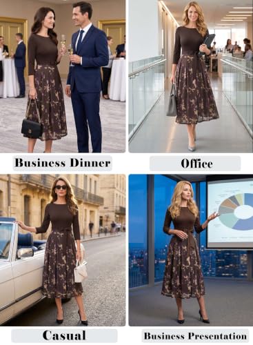 Image of VFSHOW Womens Work Business Casual Church Pockets Belted A-Line Midi Dress
