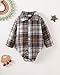 Renotemy Baby Boy Clothes Fall Winter Spring Gentleman Outfits Brown Plaid Flannel Bodysuit+Corduroy Overalls+Beret Hat Vintage Formal Church Wedding Golf Photoshoot Outfit for 12-18 Months Boys