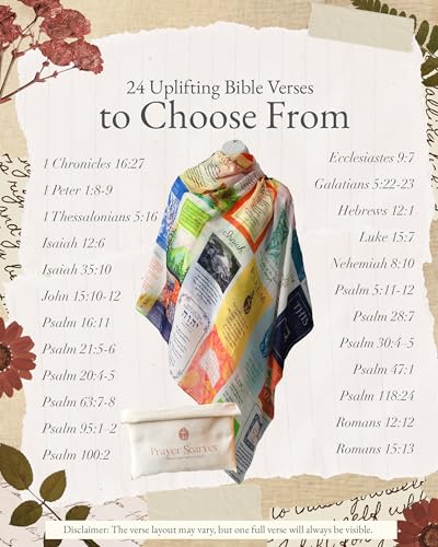 Joy Prayer Scarf for Women - 35x70 Large Rainbow Shawl Wrap with 24 Uplifting Bible Verses3