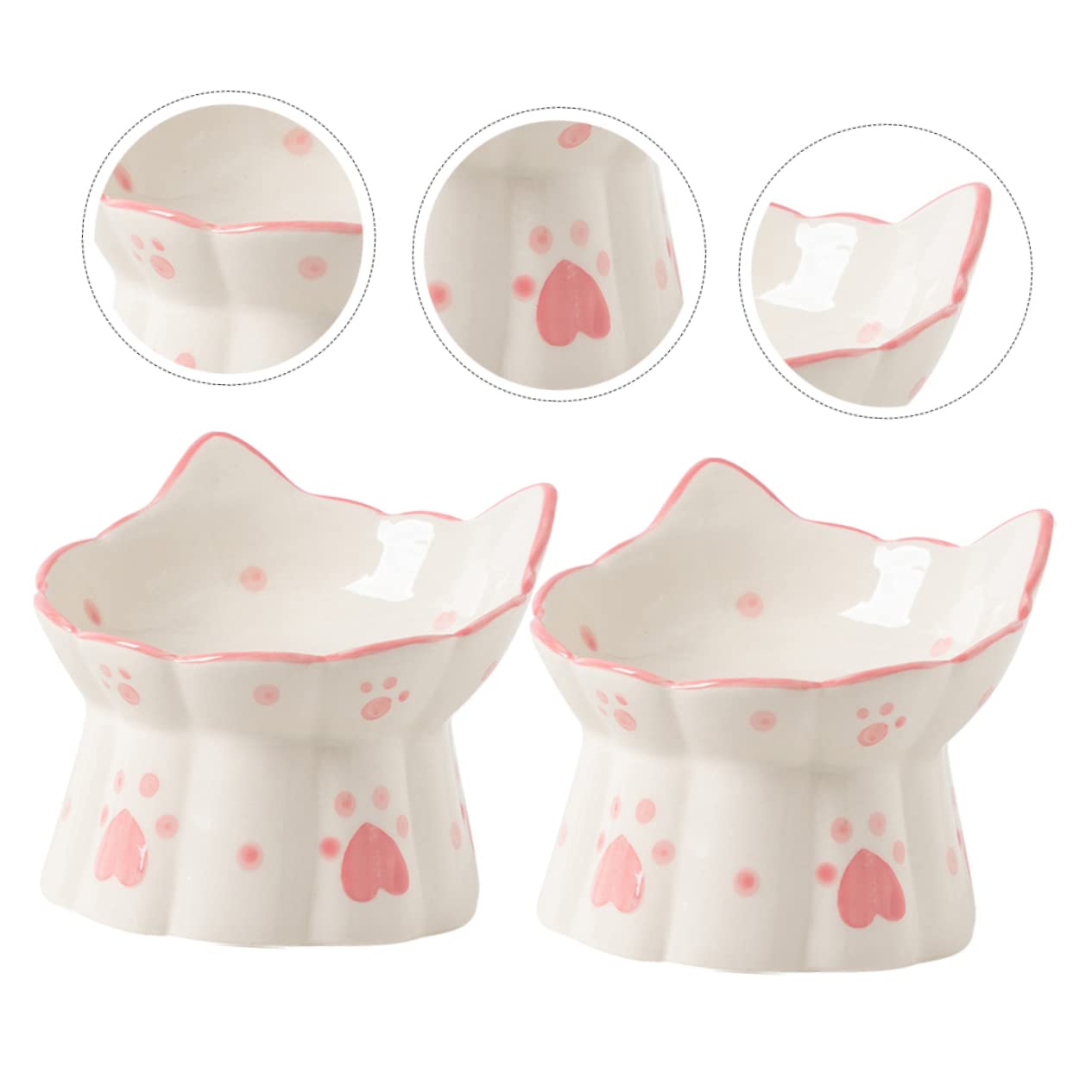 Happyyami 2pezzi Ciotole Per Gatti Ceramica Rialzate Da Ciotole Per Cibo e Design Antiscivolo Per Comodo Pasto Senza Stress Facile Da Pulire e Resistente