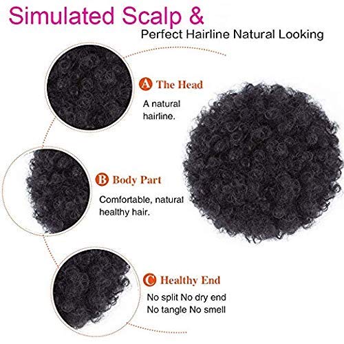AISI QUEENS Afro Puff Drawstring Ponytail Synthetic Short Afro Kinkys Curly Afro Bun Extension Hairpieces Updo Hair Extensions with Two Clips (8inch,1B)