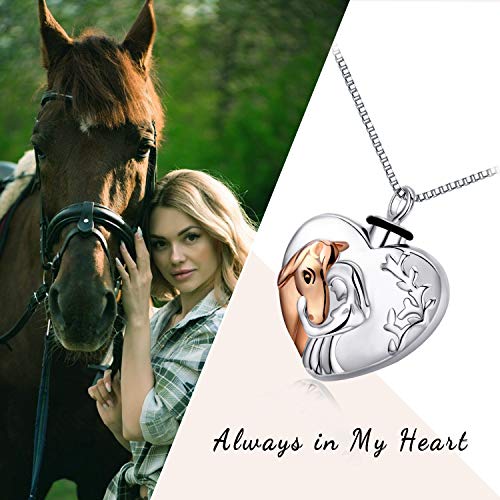 Horse Urn Necklace for Ashes Sterling Silver Cremation Jewelry Keepsake Necklace Horse Gifts for Women Girls2