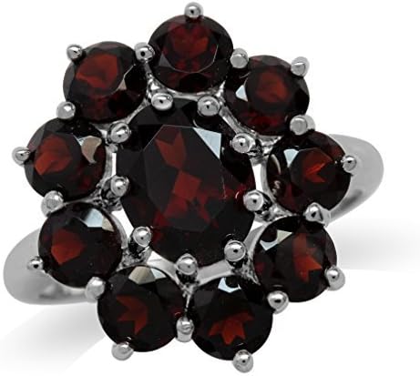 Silvershake Genuine Gemstone White Gold Plated 925 Sterling Silver Flower Cluster Right Hand Ring Jewelry for Women