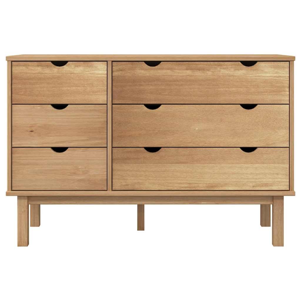 vidaXL Cómoda Cajonera Almacenamiento Organizador Mueble Dormitorio Cocina Entrada Aparador Armario Decoración de Madera Maciza de Pino