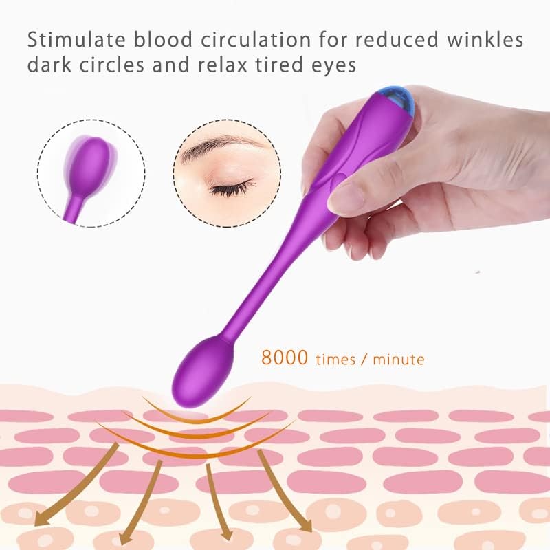 Personal Eye Massager with Body Massage Balls, Handheld face Wand Vibrating for Relieving Eyes Dark Circles,Puffiness,Fatigue -Purple - Image 3