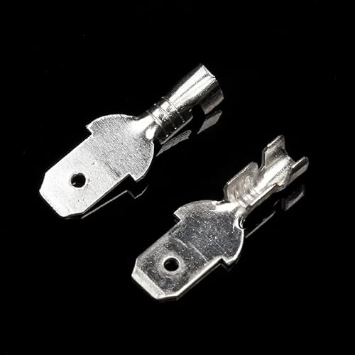 ICXLPMC 4.8mm 100Pcs Electrical Wire Insulated Crimp Terminal Connectors Silver 0.75-2.5mm2 Spade Terminal Wire Connector Kit
