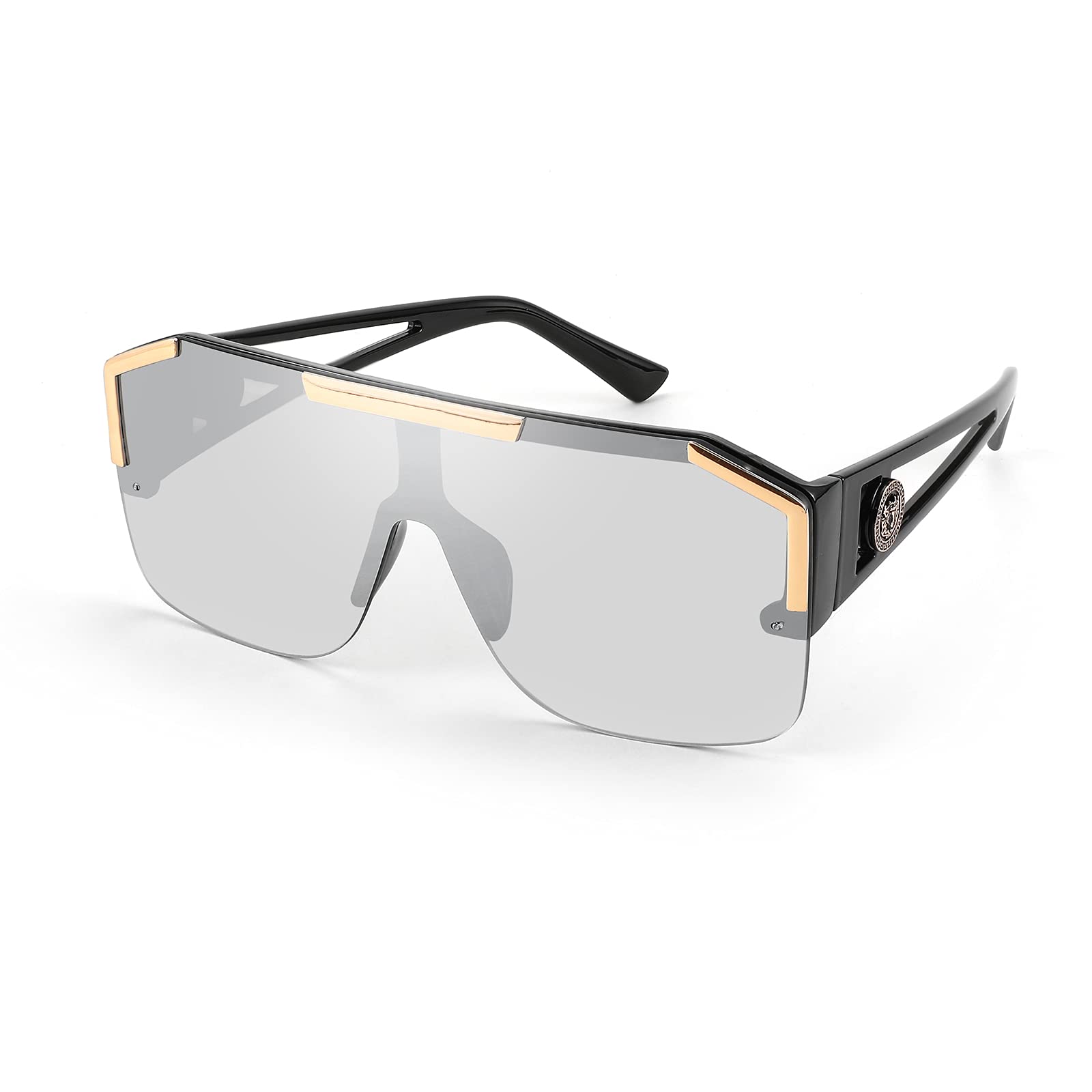 FEISEDYSquare Flat Top Shield Sunglasses One Piece Frameless Stylish Women Men UV400 B2765