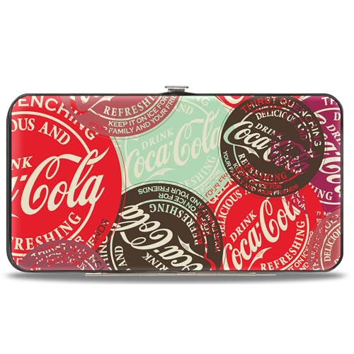 Buckle-Down The Coca-Cola Company Wallet, Drink Coca-Cola Coke Patches Stacked Multi Color, Vegan Leather