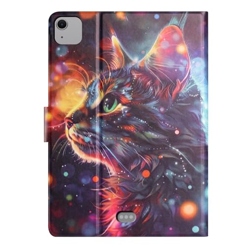 Étui iPad Air 11 M4 et 10.9 pouces en cuir PU avec motif chat fantaisie