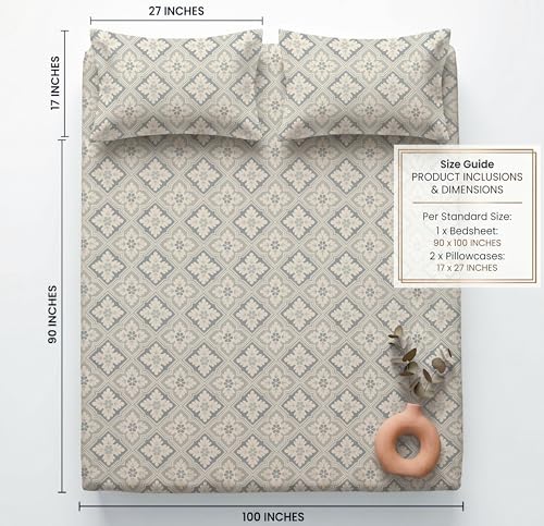Image of HOMEKART 210 TC Premium Cotton Double Bed Bedsheet with 2 Pillow Covers | Double Bed Sheet Set | Soft, Breathable, Skin Friendly, Wrinkle Resistant & Fade Resistant |228 x 254 cm | Bedding for Home