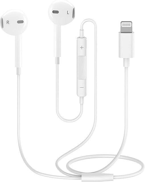 Wired Headphones with Lightning Connector,[Apple MFi Certified] In-Ear Earphones Built-in Microphone & Volume Control Stereo Noise Canceling Headset Earbuds for iPhone 14/13/12/SE/11/XR/X/8/7-All iOS