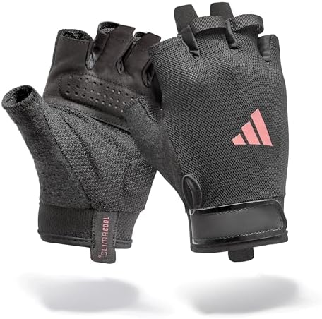 Adidas Essential Training Gloves - Breathable AEROREADY Workout Gloves with Suedette Padding, Ventilated Palm, Finger Pulls & Towelling Thumb for Gym, Lifting, and Fitness, (Pink, Small)