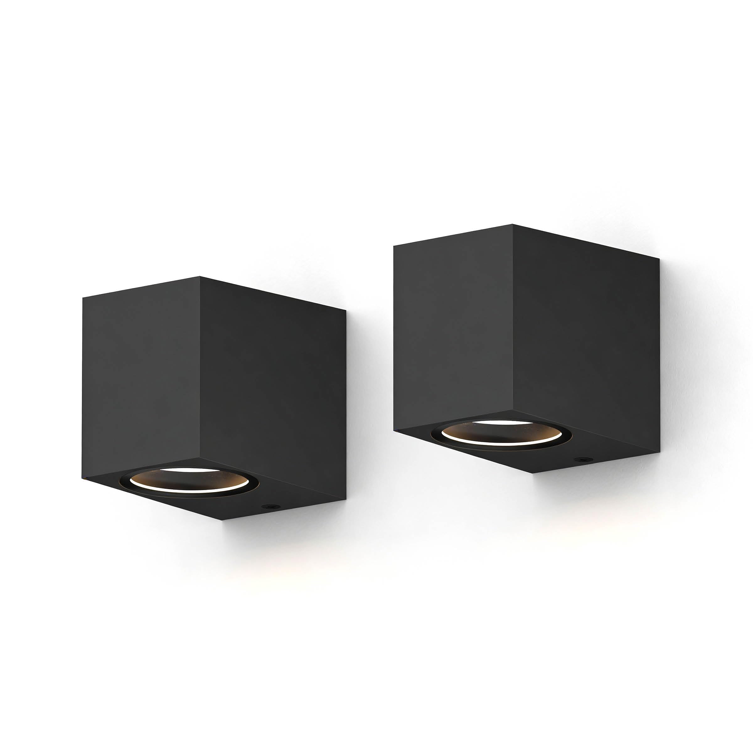 Calex Black Outdoor Wall Light Sanremo, Downlight, Gu10, Ip54 Waterproof, Indoor And Outdoor, 2-Pack