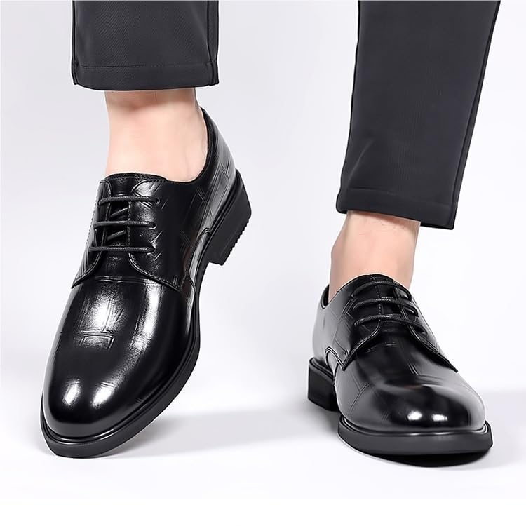 Men's Classic Lace-Up Dress Oxford Shoes – Round Toe, Solid PU Leather, Non-Slip Rubber Sole, Low Top – Ideal for Formal, Business & Wedding Events3