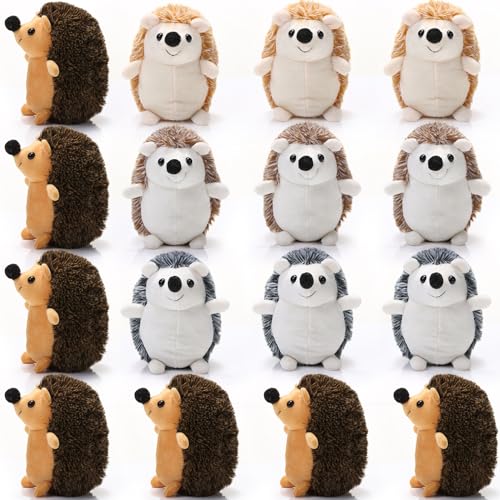 Arrowbash 16 Pcs Operation Christmas Hedgehog Toys Bulk 6 Inch Hedgehog Stuffed Animals Plush Toy Party Favor for Kid Classroom Kindergarten Decoration Baby Shower Birthday Supplies