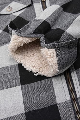 Image of ZENTHACE Boys Sherpa Fleece Lined Flannel Jacket