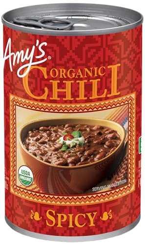Amy's Organic Chili, Vegan Spicy Chili, Gluten Free, Made With Red Beans and Tofu, 14.7 Oz