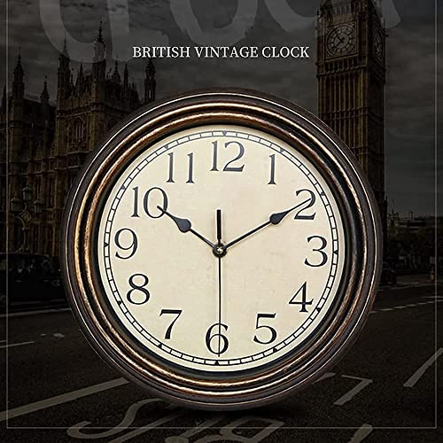Xialiuxia Garden Clock， Retro Creative Imitation Wood Color Wall Clock, Waterproof Outdoor Clock,12 Inch Sweep Second Movement Electronic Wall Clock, Used In Living Room, Bedroom Kitchen Hot #TOP2