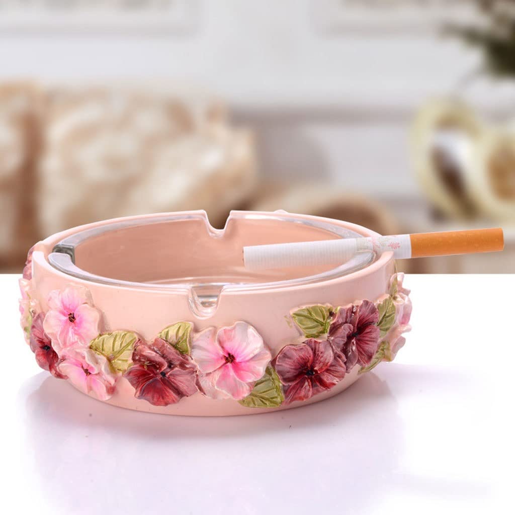 Posacenere in vetro trasparente, Posacenere in resina e vetro for uso interno ed esterno in multicolore(Light Pink)