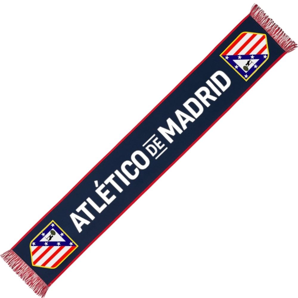Bufanda Atlético de Madrid oficial, con escudo bordado y diseño clásico rojiblanco, ideal para animar en el estadio o lucir en invierno.