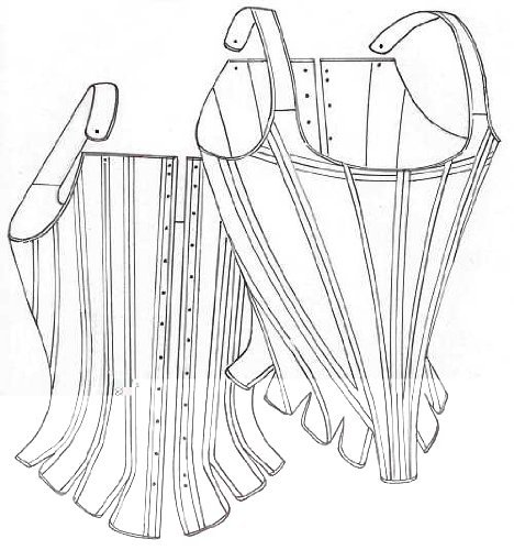 18th Century Half-boned Stays for a Fashionable Shape Pattern (Size 10- Bust Size 36")
