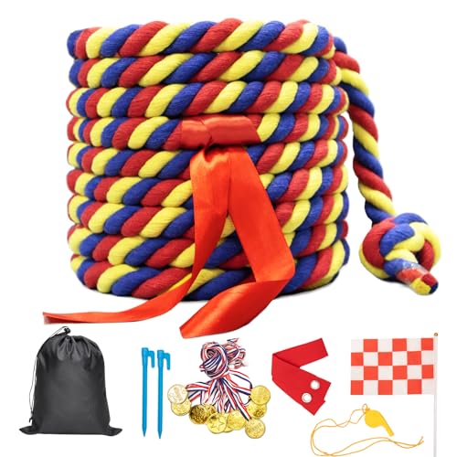 GULYMNA Tug of War Rope for Kids and Adults, 20/40/60FT Tug a War Rope for Outdoor Games Field Day Family Reunion Party Games, Summer Outside Yard Backyard Lawn Picnic Games, Team Building Games