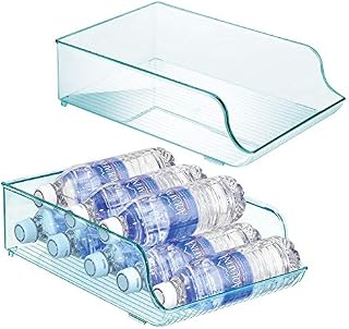 mDesign Wide Plastic Kitchen Water Bottle Storage Organizer Tray Rack - Holder