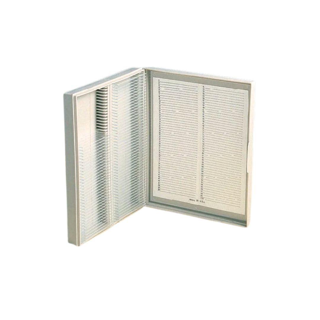 Boîte de rangement pour microscope à fentes numérotées et couvercle robuste pour 100 lames