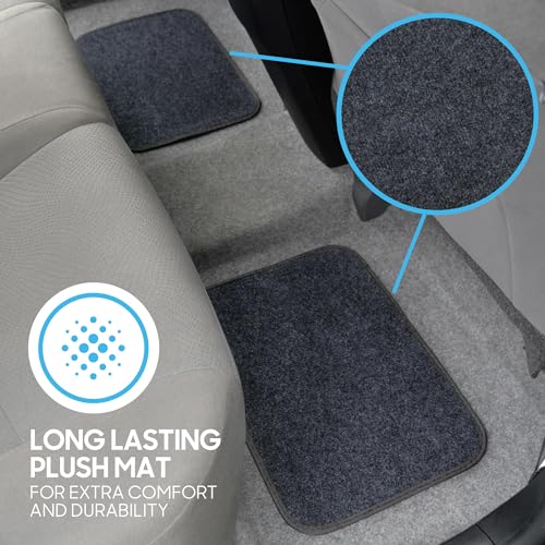 BDK Premium Dark Gray Carpet Floor Mats for Cars - Universal Fit Interior 4-Piece Car Mats Full Set with Vinyl Heel Pad Protector - Cute Car Accessories Interior Floor Covers for SUVs & Trucks by BDK - Image 7