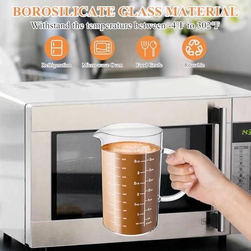 Vaso medidor de vidrio 1000 ml con tapa y mango miniatura 3