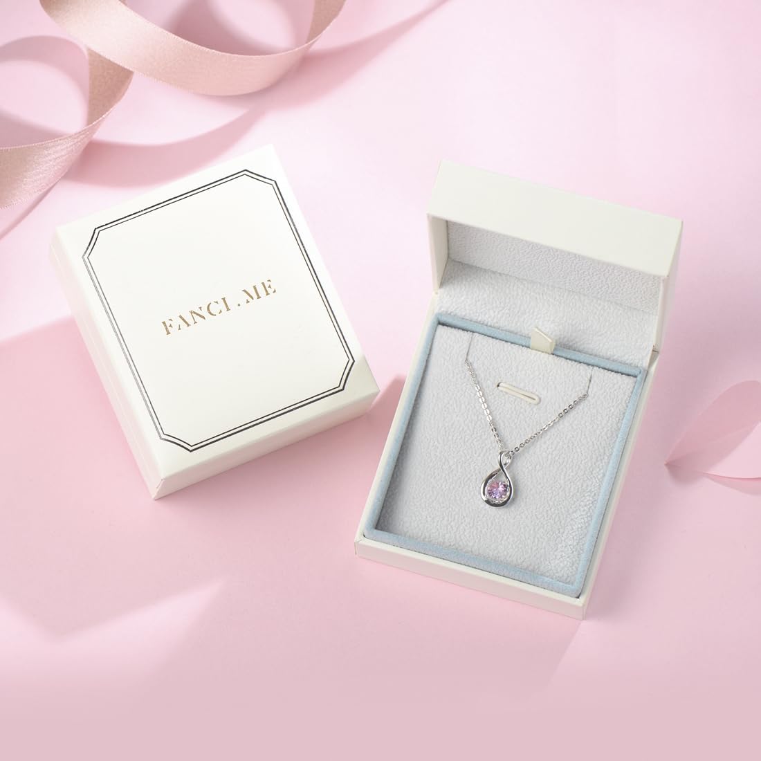 FANCIME Valentines Day Gift Birthstone Necklaces for Women Fine Jewelry Sterling Silver Dainty Infinity Pendant Anniversary Birthday Gifts for Her Wife Mom Lady Daughter, Chain 16"+2" Extend - Image 6