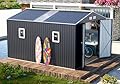 WELYAS Metal Outdoor Storage Shed 10x12 FT Large Tools House with Clear Roof Windows Air Vent Door for Outside Garden Patio Lawn Backyard to Store Bikes,Lawnmower,Garage,Dark Grey