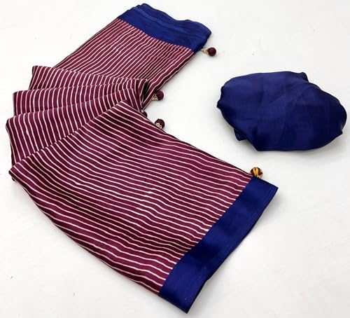 Image of SATIKA VASTRAM Modal Silk Ajrakh Saree Bandhani Design Crepe Printed Designer Pallu Attach Blouse Piece