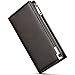 Huztencor Long Wallets for Men Leather RFID Blocking Wallet Bifold Slim Credit Card Holder Zip Around Wallet Purse with Zipper Strap Coffee
