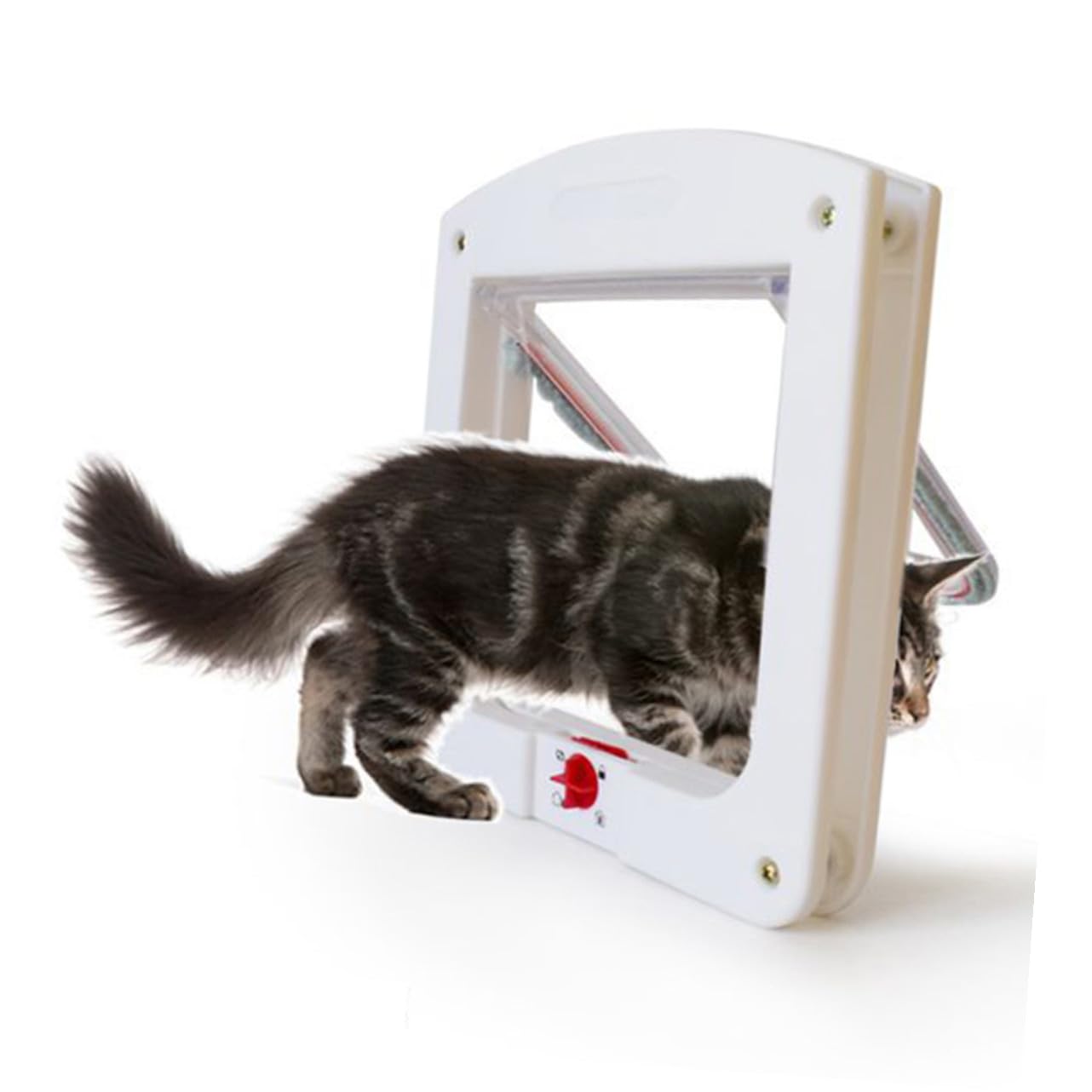 Veemoon Lot de 2 Chatières Réglables pour Chats et Chiens Petits, Porte D'entrée/Sortie Murale en Plastique Léger, Blanc et Marron, Installation Facile sur Porte Intérieure pour Animaux