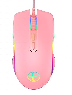 WREWING Gaming Mouse, Programmable, 4 Backlight Modes, up to 3200 DPI USB Wired Gaming Mouse, with 7 Programmable Buttons, Support System: Windows 7/8/10/XP, Vista 7/8, Linux and Mac OS (Pink Color)