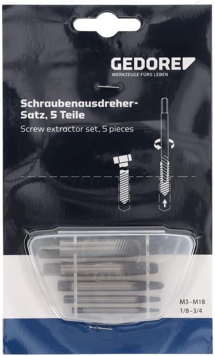 Gedore 8551 S-005 Bolt extractor set 5 pcs M3-M18
