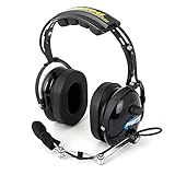 Rugged Radios H22-BLK Black Over The Head Two-Way Radio Headset with Dynamic Noise Cancelling Microphone, Push to Talk, and 3.5mm Input Jack for Music & MP3 Players