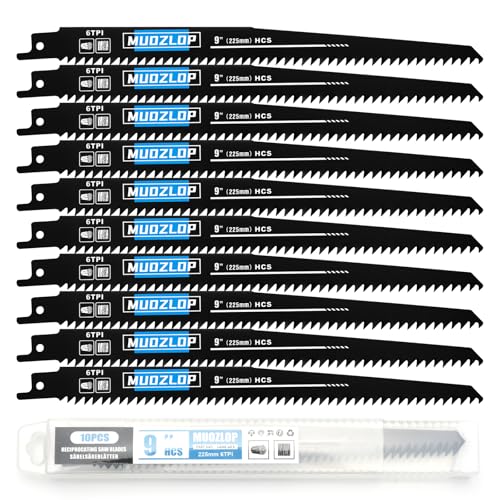 Image of 10 Pack9 inch Reciprocating Saw Blades Set,6TPI High Carbon Saw Blades,Woodcutting Saw Blades with Organizer Case (10, 6TPI /9 inch)