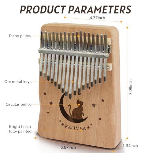 Image of 17 Key Kalimba Thumb Piano, Mbira Instrument,Musical Gift for Kids & Adults