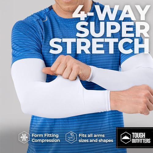 Image of Tough Outdoors UV Arm Sleeves for Men Women - Sun Protection Sleeves - Compression Golf Baseball Cooling Tattoo Arm Sleeve
