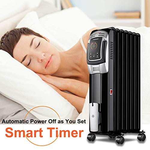 Oil Heater, Homeleader 1500W Oil Filled Radiator Electric Heater with Digital Thermostat, 24 Hrs Timer & Remote, Portable Heater for Full Room Indoor - Thumbnail 7
