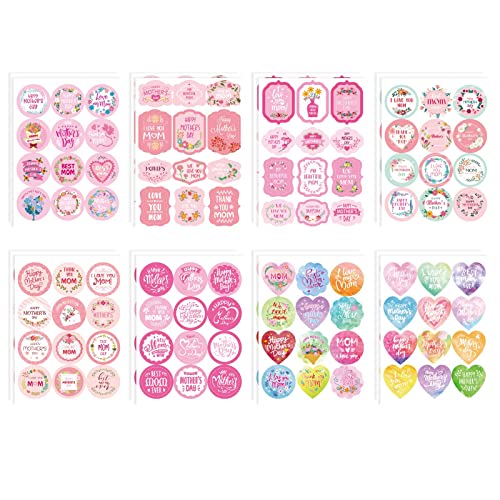 192Pcs Mothers Day Stickers For Kids Happy Mother's Day Labels Stickers Floral Envelope Card Decorations Boxes Party Favor #TOP6