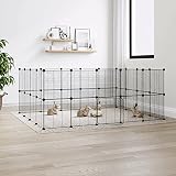 Tidyard Gabbia per Animali 36 Pannelli con Porta,Recinto per Coniglio da Interno,Recinto per Cuccioli, Box per Cani,Box per Animali con Porta,Gabbia per Cani Gatti Conigli Nani Nero 35x35 cm Acciaio