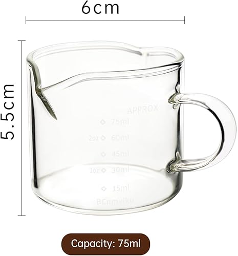 Miniatura 2 de Paquete de 2 boquillas dobles para medir triple jarra de leche de 2.5 fl oz, vasos de chupito de espresso, piezas de vidrio transparente
