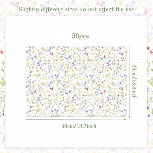 JeVenis 50 Blatt Wildblumen Geschenkpapier mit Blumenmuster für Babyparty Hochzeit Geburtstag Brautparty und Partydekoration